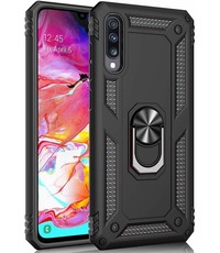 Ntech Samsung Galaxy A70/A70s Armor Hoesje Ringhouder TPU - Zwart