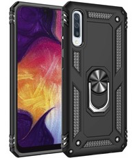 Ntech Samsung Galaxy A50/A50s Armor Hoesje Ringhouder TPU - Zwart