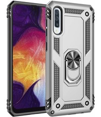 Ntech Samsung Galaxy A50/A50s Armor Hoesje Ringhouder TPU - Zilver