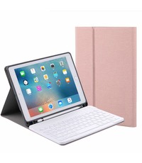 Ntech iPad 2021 Hoes met Toetsenbord Rosegoud - iPad 2020 hoes - iPad 9e/8e/7e Generatie hoes QWERTY Keyboard met Bluetooth