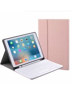 Ntech iPad 2021 Hoes met Toetsenbord Rosegoud - iPad 2020 hoes - iPad 9e/8e/7e Generatie hoes QWERTY Keyboard met Bluetooth