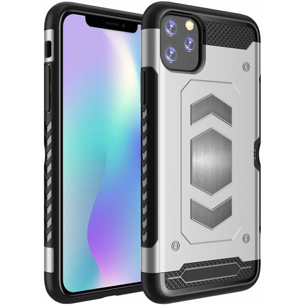 Ntech Luxe Armor Hoesje - Hoesje Geschikt voor iPhone 11 Pro Max - Zilver