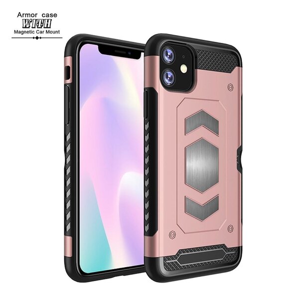 Ntech Luxe Armor Hoesje - Hoesje Geschikt voor iPhone 11 - Rosegoud