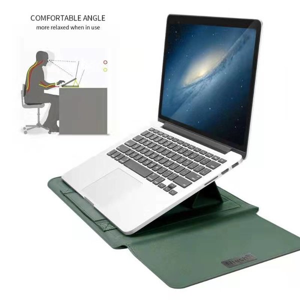 Ntech MacBook Air (2019 / 2020) 13.3 Inch Sleeve 4 piece set Spatwater proof Hoes met handvat - Groen