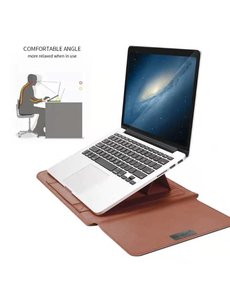 Ntech New Macbook Air 2018 13.3 Inch Sleeve 4 piece set Spatwater proof Hoes met handvat - Bruin