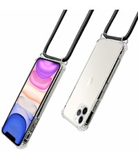 Ntech Apple iPhone 11 Pro Max Anti Shock Hoesje Celebrity Draagriem - Transparant