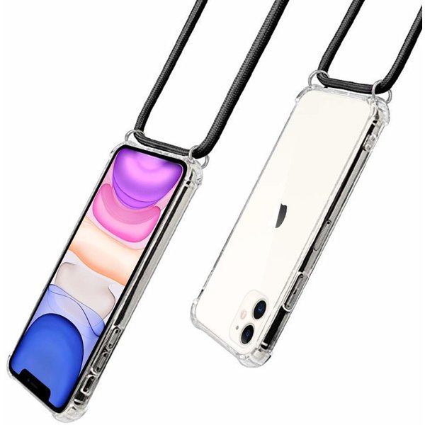 Ntech Hoesje Geschikt voor iPhone 11 Anti Shock Hoesje Celebrity Draagriem - Transparant