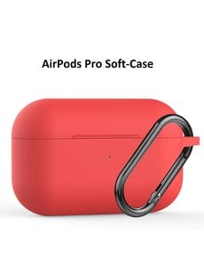 Ntech Apple AirPods Pro Soft Silicone Hoesje Met sleutelhanger - Rood