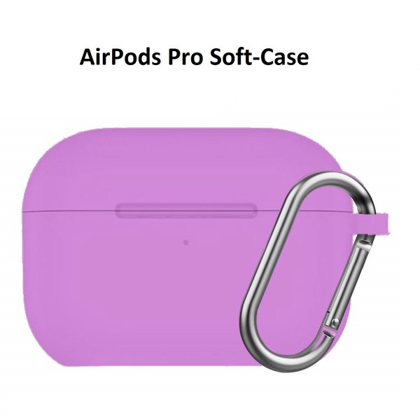 Ntech Hoesje Geschikt voor Apple Airpodss Pro Soft Silicone Hoesje Met sleutelhanger - Paars