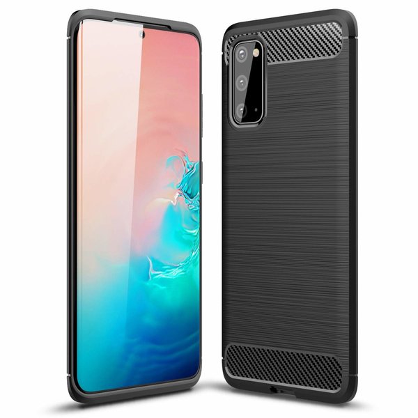 Ntech Hoesje Geschikt Voor Samsung Galaxy S20 Hoesje Brushed TPU - Matt Zwart