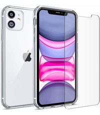 Ntech iPhone 11 Hoesje Transparant TPU Siliconen Soft Case + 2X Tempered Glass Screenprotector