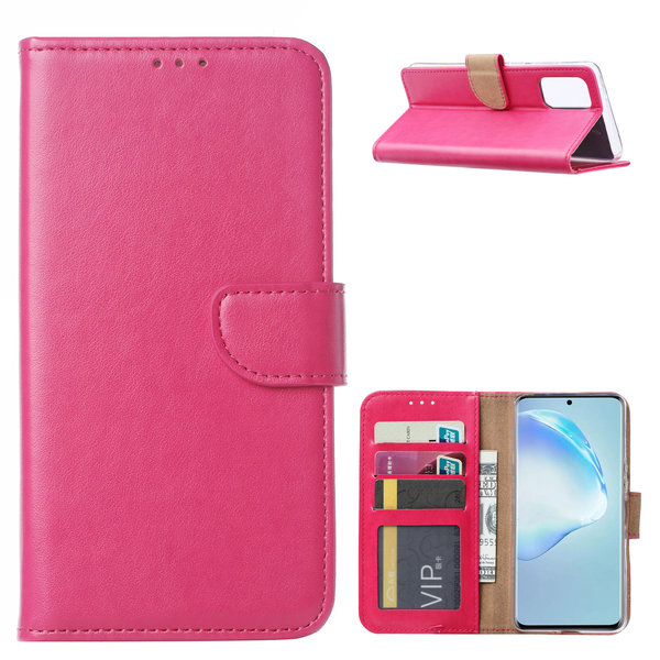 Ntech Hoesje Geschikt Voor Samsung Galaxy S20 Plus Boek hoesje met Pasjeshouder - Roze/Pink