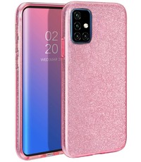 Ntech Samsung Galaxy A51 Glitter TPU Back Hoesje - Roze
