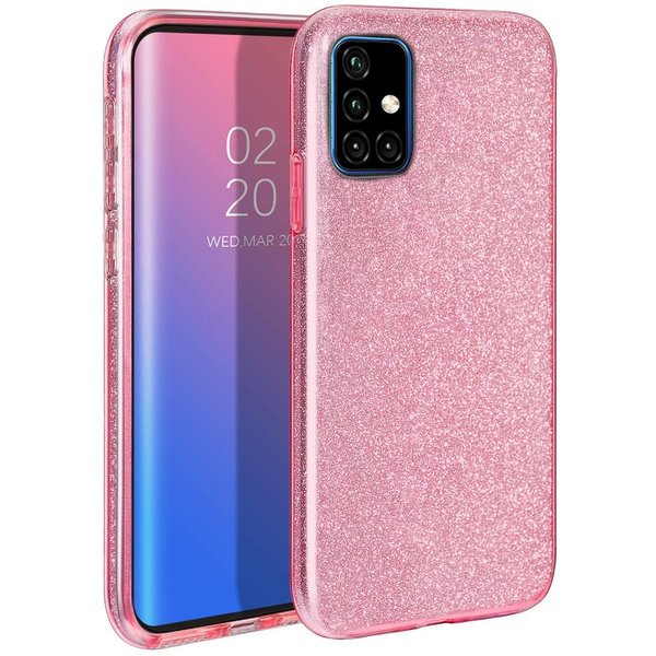 Ntech Hoesje Geschikt Voor Samsung Galaxy A51 Glitter TPU Back Hoesje - Roze