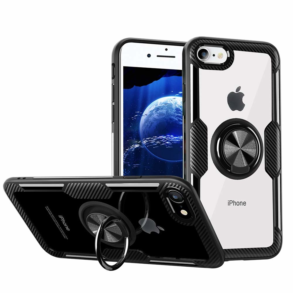 genezen inhoud klein Apple iPhone 7 / 8 Luxe Back Hoesje & Metale Ring houder - Zwart -  Phonecompleet.nl