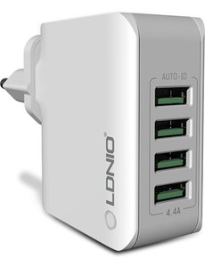 Ldnio Stekker met 4 USB poorten 5V 4.4A - Travel Adapter