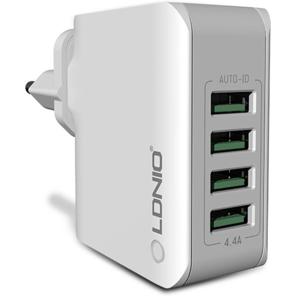 Ldnio Stekker met 4 USB poorten 5V 4.4A - Travel Adapter