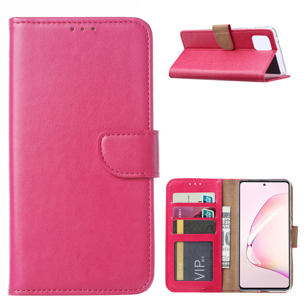Ntech Hoesje Geschikt Voor Samsung Galaxy Note 10 Lite Hoesje met Pasjeshouder - Roze/Pink