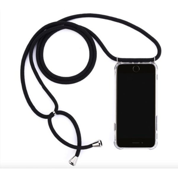 Telefoonhoesje met zwart koord - iPhone 11 hoesje - Backcover transparant - Let op: Koord Zwart