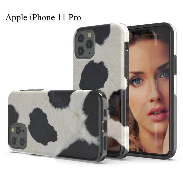 Ntech Hoesje Geschikt voor iPhone 11 Pro Koe Design Back Cover Hoesje - Zwart & Wit