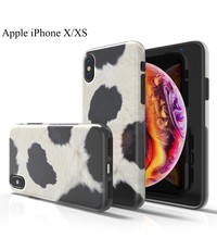 Ntech Apple iPhone X/XS Koe Design backcover Hoesje - Zwart & Wit