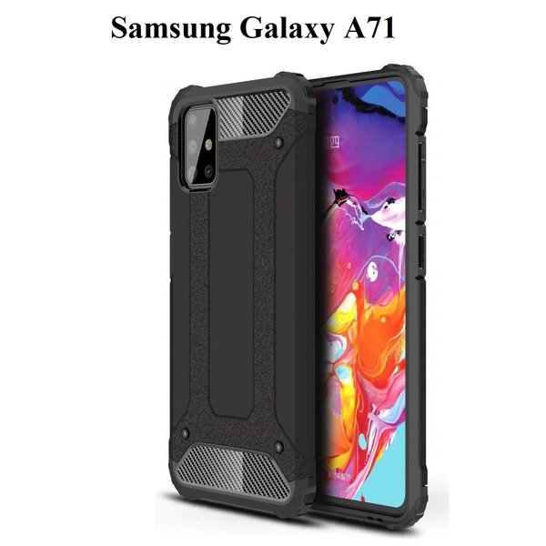 Ntech Hoesje Geschikt Voor Samsung Galaxy A71 Hybrid Armor Hoesje - Zwart