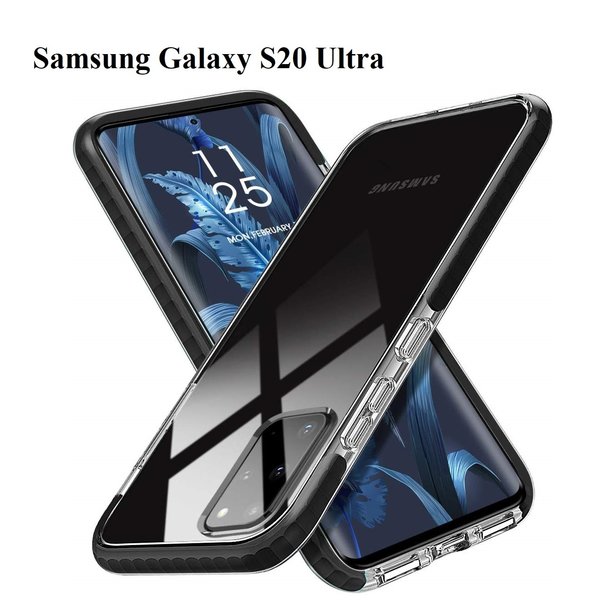 Ntech Hoesje Geschikt Voor Samsung Galaxy S20 Ultra Anti Shock Hoesje - Zwart & Transparant