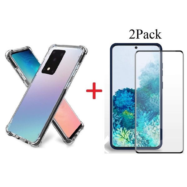 Ntech Hoesje Geschikt Voor Samsung Galaxy S20 Ultra Anti Shock Back hoesje & 2x Screenprotectors