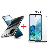 Ntech Samsung Galaxy S20 Plus Hoesje Transparant Anti Shock Met 2x Screenprotector Combi
