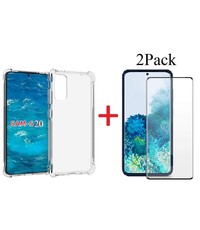 Ntech Samsung Galaxy S20 Hoesje Transparant Anti Shock Met 2x Screenprotector Combi