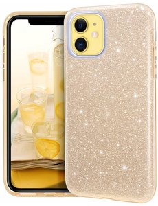 Ntech Ntech Apple iPhone 11 Glitter TPU Back Hoesje - Goud