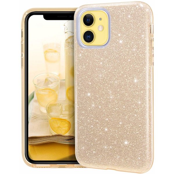 Ntech Ntech hoesje Geschikt voor iPhone 11 Glitter TPU Back Hoesje - Goud