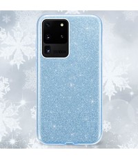 Ntech Samsung Galaxy S20 Plus Glitter Hoes Blauw