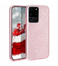 Ntech Samsung Galaxy S20 Plus Glitter Hoes Roze