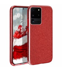 Ntech Samsung Galaxy S20 Ultra Glitter Hoes Rood