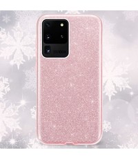 Ntech Samsung Galaxy S20 Ultra Glitter Hoes Roze