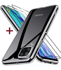 Ntech Huawei P40 Lite Transparant backcover Met 2x glazen Screenprotector