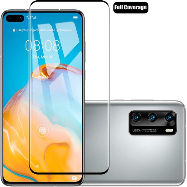 Ntech Screenprotector geschikt voor Huawei P40 Pro (volledig scherm) Screenprotector Tempered glass zwart