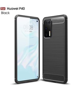 Ntech Huawei P40 Geborsteld TPU Hoesje - Zwart