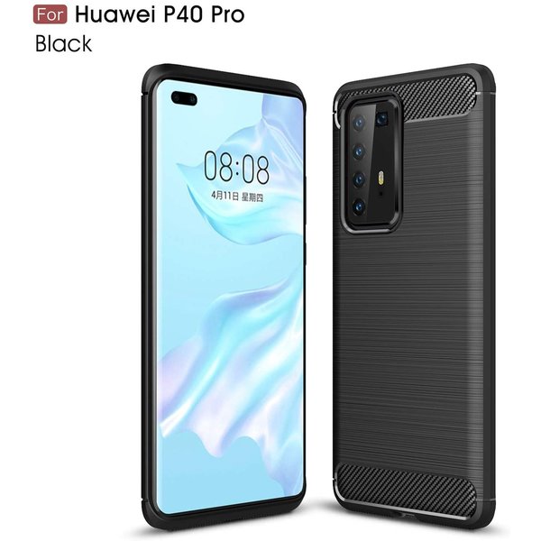 Ntech Hoesje Geschikt voor Huawei P40 Pro Geborsteld TPU Hoesje - Zwart