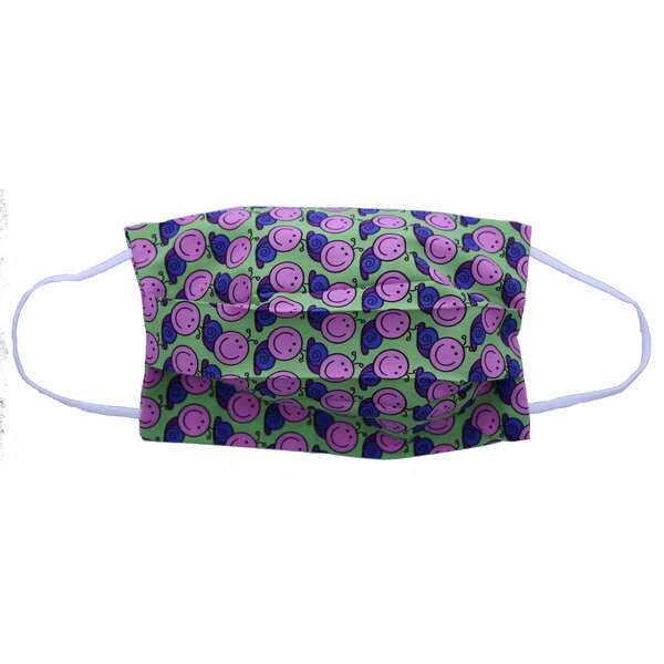 Merkloos Mondkapje - wasbaar - 2 laags - met elastiek - Paars / Groen + Filter