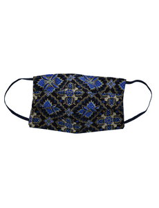 Merkloos Mondkapje - wasbaar - 2 laags - met elastiek - Zwart / Blauw + Filter