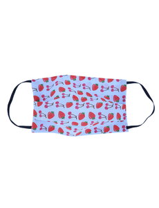 Merkloos Mondkapje wasbaar - dubbellaags katoen – Wit Aardbei