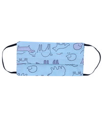 Merkloos Mondkapje wasbaar van 100% katoen - Babyblauw dieren