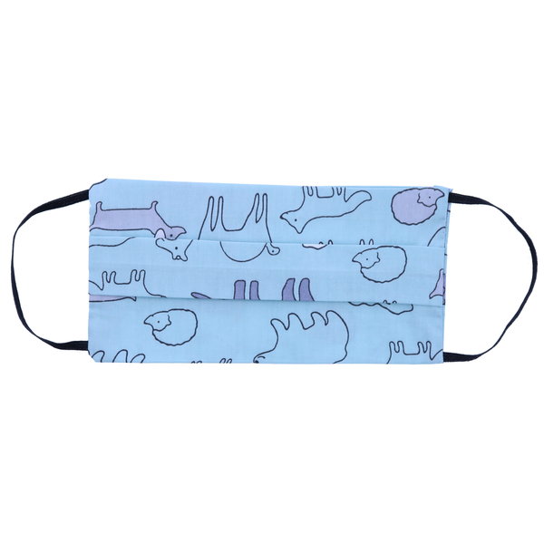 Merkloos Mondkapje wasbaar van 100% katoen - Babyblauw dieren