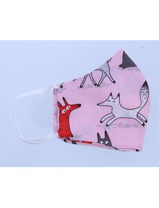 Merkloos Mondkapje wasbaar  - Babyroze - dieren
