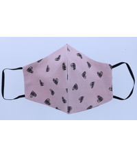Merkloos Mondkapje wasbaar van 100% katoen - Roze Hartjes