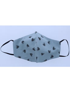 Merkloos Mondkapje wasbaar- 100% herbruikbaar katoen 100% katoen - turquoise met Hartjes