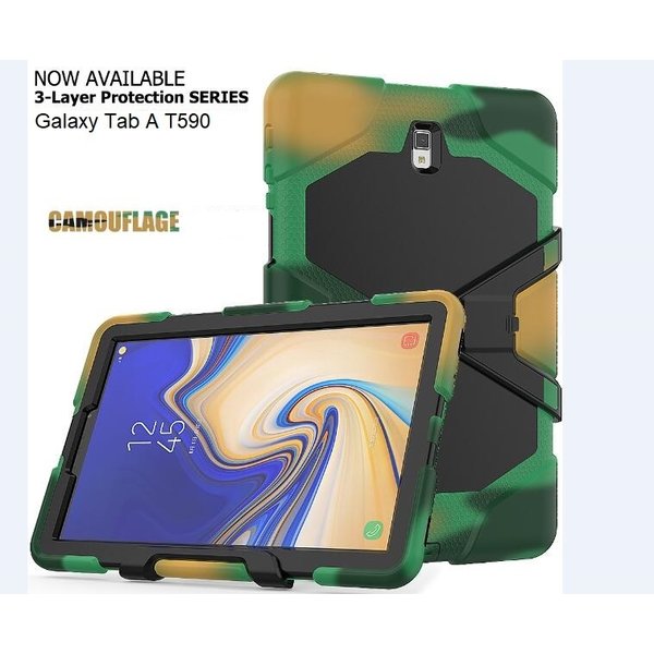 Ntech Hoes Geschikt voor Samsung Galaxy Tab A 10.5 (2018) T590 Heavy Duty Case - Camouflage Groen