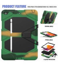 Ntech Apple iPad 10.2 inch 2019 / 2020 hoes / Hoesje - Heavy Duty Case - Camouflage Groen